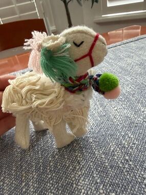 Keychain Plush Llama with Colorful Pom-Pom Accent cotton